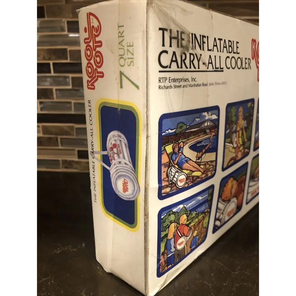 VINTAGE RARE!! KOOL TOTE Inflatable Carry-All Cooler 14 quarts, strap‎ zipper